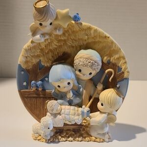 Precious Moments Nativity Figurine Set in Soft Blue and Cream